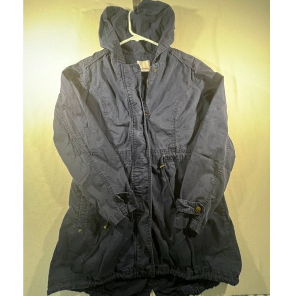 BONGO Navy Blue utility Womens Large hooded jacket anorak lightweight